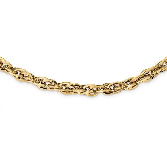 6.5mm 14K Yellow Gold Hollow Loose Rope Chain Necklace, 17.5 Inch - Picture 3 of 6